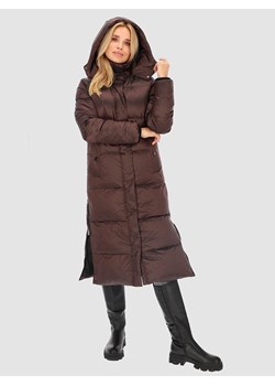 Brązowa kurtka puchowa damska z rozporkami Perso ze sklepu Eye For Fashion w kategorii Kurtki damskie - zdjęcie 164511557