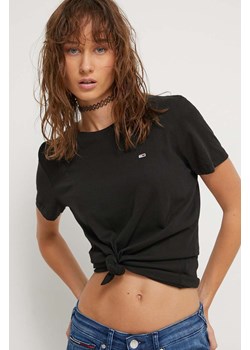 Tommy Jeans t-shirt bawełniany damski kolor czarny ze sklepu ANSWEAR.com w kategorii Bluzki damskie - zdjęcie 164512259