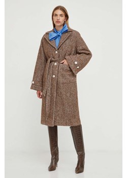 Custommade płaszcz z domieszką wełny kolor brązowy przejściowy oversize ze sklepu ANSWEAR.com w kategorii Płaszcze damskie - zdjęcie 164512805