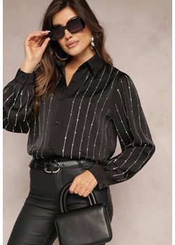 Czarna Koszula Zapinana w Ozdobne Cyrkonie Blekaza ze sklepu Renee odzież w kategorii Koszule damskie - zdjęcie 164526158