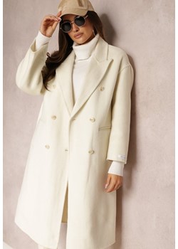 Jasnobeżowy Dwurzędowy Płaszcz Wełniany Hand Made Kinassa ze sklepu Renee odzież w kategorii Płaszcze damskie - zdjęcie 164526218