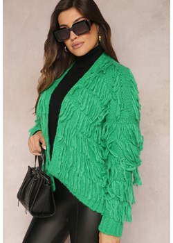 Zielony Niezapinany Kardigan z Frędzlami Segentri ze sklepu Renee odzież w kategorii Swetry damskie - zdjęcie 164526348