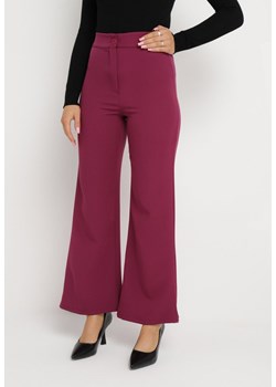 Ciemnofioletowe Szerokie Spodnie z Wysokim Stanem Visalla ze sklepu Born2be Odzież w kategorii Spodnie damskie - zdjęcie 164529548