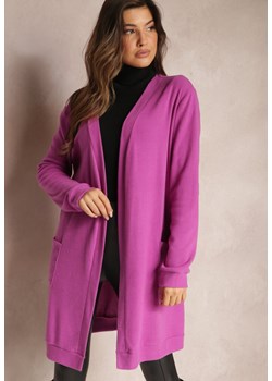 Fioletowy Długi Kardigan o Klasycznym Fasonie Sesunanis ze sklepu Renee odzież w kategorii Swetry damskie - zdjęcie 164530888