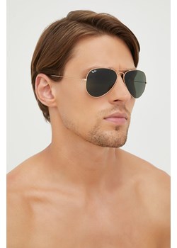 Ray-Ban okulary przeciwsłoneczne 0RB3025.L0205 męskie kolor złoty ze sklepu PRM w kategorii Okulary przeciwsłoneczne męskie - zdjęcie 164537137