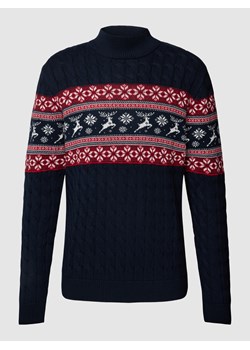 Sweter z dzianiny z nadrukiem na całej powierzchni ze sklepu Peek&Cloppenburg  w kategorii Swetry męskie - zdjęcie 164541927