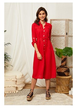 Lin Passion Lniana sukienka w kolorze czerwonym ze sklepu Limango Polska w kategorii Sukienki - zdjęcie 164555896