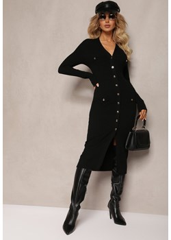 Czarna Sweterkowa Sukienka Midi Ehedga ze sklepu Renee odzież w kategorii Sukienki - zdjęcie 164563219