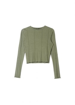 Cropp - Oliwkowa bluzka z przeszyciami - zielony ze sklepu Cropp w kategorii Bluzki damskie - zdjęcie 164566809