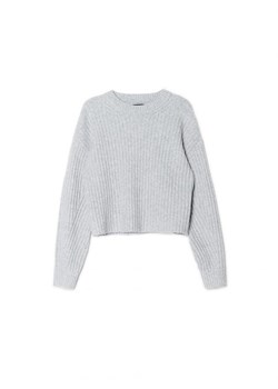 Cropp - Szary sweter basic - jasny szary ze sklepu Cropp w kategorii Swetry damskie - zdjęcie 164568247