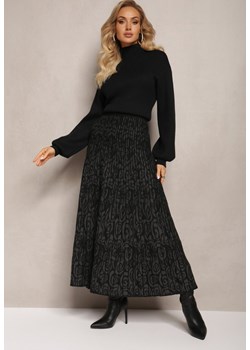Czarna Rozkloszowana Spódnica Dzianinowa Maxi z Wiskozy Nich ze sklepu Renee odzież w kategorii Spódnice - zdjęcie 164569889