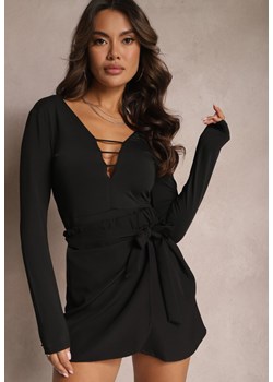 Czarna Kopertowa Spódnica Mini z Ozdobnym Węzłem Daevy ze sklepu Renee odzież w kategorii Spódnice - zdjęcie 164570007