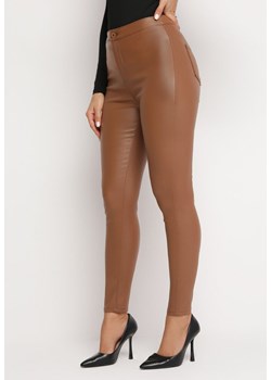 Brązowe Spodnie Skinny z Imitacji Skóry Stana ze sklepu Born2be Odzież w kategorii Spodnie damskie - zdjęcie 164574626