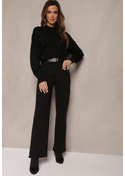Czarne Szerokie Spodnie High Waist Inthini ze sklepu Renee odzież w kategorii Spodnie damskie - zdjęcie 164574968
