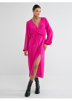 Sukienka damska z wiskozy midi różowa Rene 601 ze sklepu Big Star w kategorii Sukienki - zdjęcie 164577209