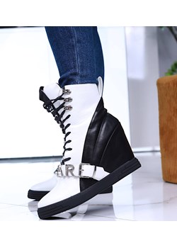 Biało czarne damskie trampki sneakersy na koturnie Seastar /G13-3 14986 T937/ ze sklepu Pantofelek24.pl w kategorii Trampki damskie - zdjęcie 164578506