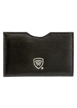 Etui ze skóry blokujące kartę płatniczą RFID ze srebrnym logo (Czarny) ze sklepu Koruma ID Protection w kategorii Etui - zdjęcie 164579196