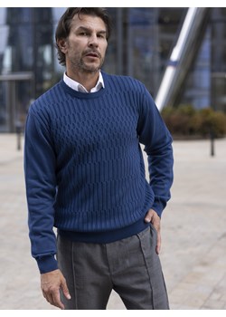 Sweter męski Kacper pod szyję - atlantik - M ze sklepu Swetry Lasota w kategorii Swetry męskie - zdjęcie 164580145