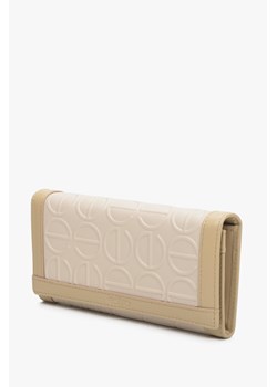 Estro: Duży portfel damski ze skóry naturalnej w kolorze beżowym ze sklepu Estro w kategorii Portfele damskie - zdjęcie 164580598
