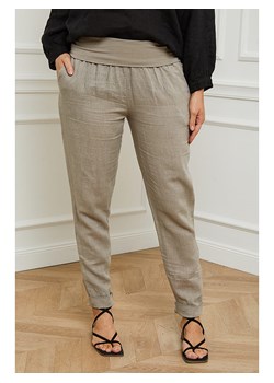 Curvy Lady Lniane spodnie &quot;Provence&quot; w kolorze szarobrązowym ze sklepu Limango Polska w kategorii Spodnie damskie - zdjęcie 164582267