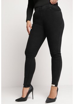 Czarne Spodnie Skinny z Gumką w Pasie Niutia ze sklepu Born2be Odzież w kategorii Spodnie damskie - zdjęcie 164649799