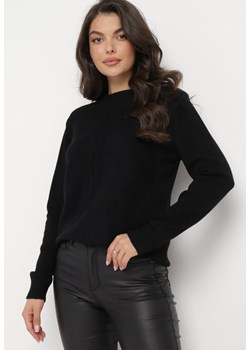 Czarny Sweter z Warkoczykowym Splotem Emaera ze sklepu Born2be Odzież w kategorii Swetry damskie - zdjęcie 164681319