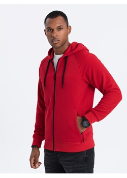 Bluza męska rozpinana z kapturem - czerwona V6 OM-SSZP-0124 ze sklepu ombre w kategorii Bluzy męskie - zdjęcie 164685807