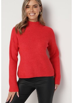 Czerwony Golf z Długim Rękawem Diuzze ze sklepu Born2be Odzież w kategorii Swetry damskie - zdjęcie 164687376