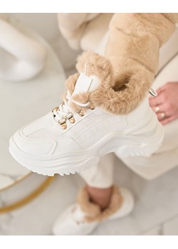 Royalfashion Sportowe białe sneakersy damskie z futerkiem Kawin ze sklepu royalfashion.pl w kategorii Buty sportowe damskie - zdjęcie 164689858