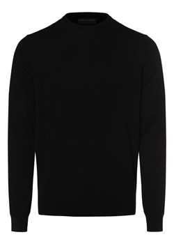 Finshley & Harding Sweter męski Mężczyźni Wełna czarny jednolity ze sklepu vangraaf w kategorii Swetry męskie - zdjęcie 164689959