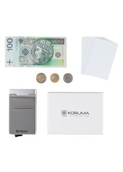 Metalowy portfel z wysuwanymi kartami i ochroną kart zbliżeniowych (Srebrny) ze sklepu Koruma ID Protection w kategorii Etui - zdjęcie 164690426