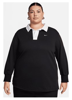 Damska koszulka polo z długim rękawem o kroju oversize Nike Sportswear Essential (duże rozmiary) - Czerń ze sklepu Nike poland w kategorii Bluzki damskie - zdjęcie 164693637