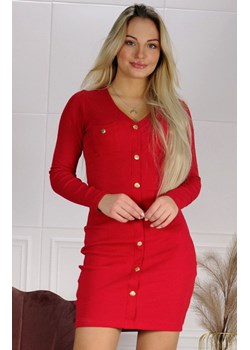 Bawełniana sukienka mini z guzikami czerwona Wicentala, Kolor czerwony, Rozmiar S, Merribel ze sklepu Primodo w kategorii Sukienki - zdjęcie 164694505