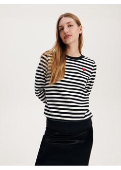 Reserved - Bluza w paski z sercem - czarny ze sklepu Reserved w kategorii Bluzy damskie - zdjęcie 164716059