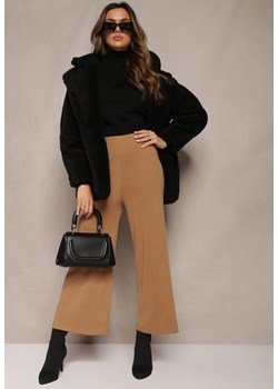 Ciemnobeżowe Spodnie o Fasonie Culotte z Gumką w Talii Chakra ze sklepu Renee odzież w kategorii Spodnie damskie - zdjęcie 164716906