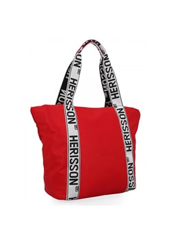 Modna Torebka Damska Shopper Bag firmy Herisson 1502H431 Czerwona ze sklepu PaniTorbalska w kategorii Torby Shopper bag - zdjęcie 164723497