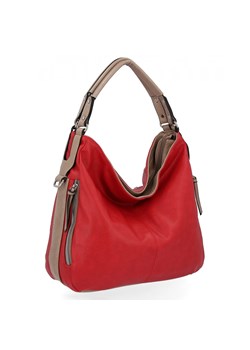 Uniwersalna Torebka Damska XL Hernan HB038 Czerwona/Ciemny Beż ze sklepu PaniTorbalska w kategorii Torby Shopper bag - zdjęcie 164724495