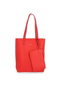Klasyczna Torebka Damska z etui firmy David Jones Czerwona ze sklepu PaniTorbalska w kategorii Torby Shopper bag - zdjęcie 164727296