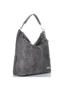 Firmowa Torba Skórzana Vittoria Gotti Made in Italy w rozmiarze XL motyw Aligatora Szara ze sklepu PaniTorbalska w kategorii Torby Shopper bag - zdjęcie 164727769