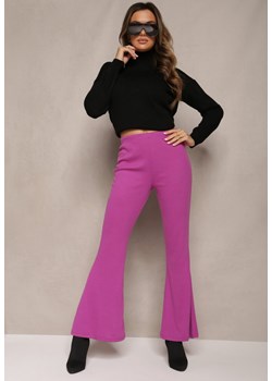Fioletowe Szerokie Spodnie z Gumką w Talii o Fasonie Dzwonów Nevallisa ze sklepu Renee odzież w kategorii Spodnie damskie - zdjęcie 164730789