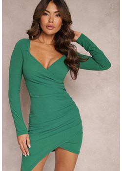 Zielona Dopasowana Sukienka Mini o Asymetrycznym Kroju Luncce ze sklepu Renee odzież w kategorii Sukienki - zdjęcie 164730809