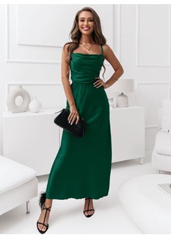Satynowa sukienka wiązana bez pleców Priscilla - butelkowa zieleń - butelkowa zieleń ze sklepu pakuten.pl w kategorii Sukienki - zdjęcie 164735095
