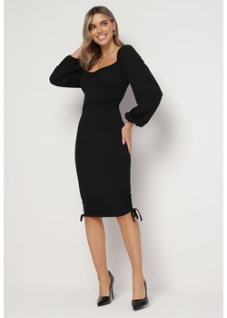 Czarna Dopasowana Sukienka ze Ściągaczami Munnesa ze sklepu Born2be Odzież w kategorii Sukienki - zdjęcie 164736239