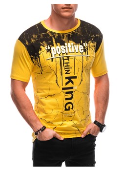 T-shirt męski z nadrukiem 1918S - żółty ze sklepu Edoti w kategorii T-shirty męskie - zdjęcie 164739065