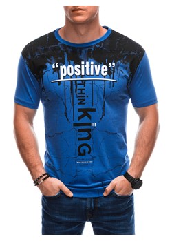 T-shirt męski z nadrukiem 1918S - niebieski ze sklepu Edoti w kategorii T-shirty męskie - zdjęcie 164739075