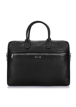 Męska torba na laptopa 13”/14” skórzana dwukomorowa czarna ze sklepu WITTCHEN w kategorii Torby na laptopa - zdjęcie 164740177
