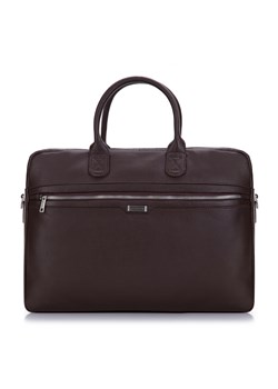 Męska torba na laptopa 13”/14” skórzana dwukomorowa brązowa ze sklepu WITTCHEN w kategorii Torby na laptopa - zdjęcie 164740178