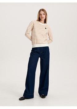 Reserved - Bluza w paski z sercem - beżowy ze sklepu Reserved w kategorii Bluzy damskie - zdjęcie 164754366