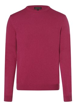 Finshley & Harding Męski sweter z mieszanki kaszmiru i jedwabiu Mężczyźni drobna dzianina purpurowy jednolity ze sklepu vangraaf w kategorii Swetry męskie - zdjęcie 164789886