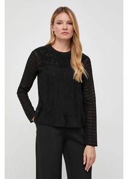 Twinset bluzka damska kolor czarny z aplikacją ze sklepu ANSWEAR.com w kategorii Bluzki damskie - zdjęcie 164790048